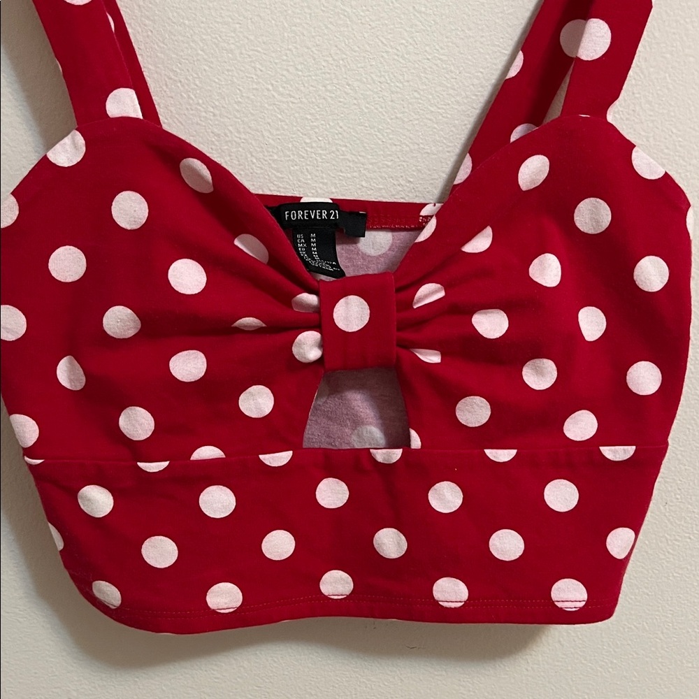 Forever 21 Polka Dot Sweetheart Bralette Tank Crop Top medium Red - Picture 3 of 8